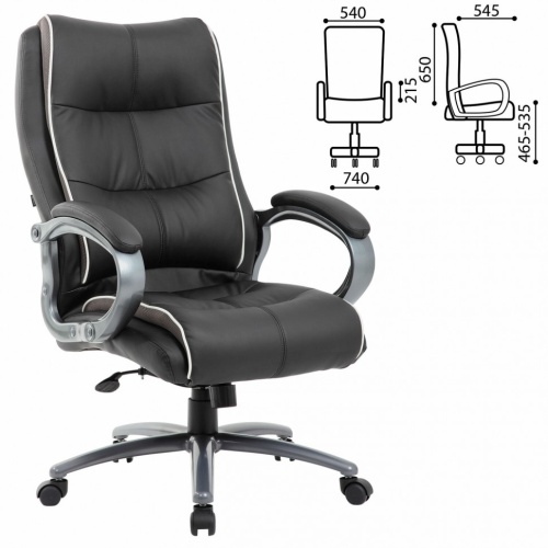 Кресло руководителя Brabix Premium Strong HD-009 до 200 кг, экокожа/ткань, черное 531945 фото 10